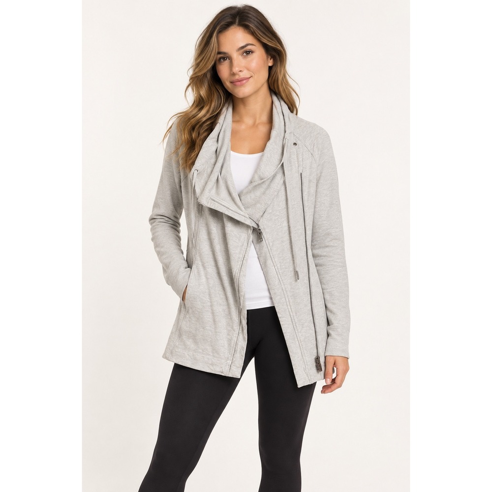 Lululemon Effortless Jacket Heathered Grey Asymmetrical Zip Size 4